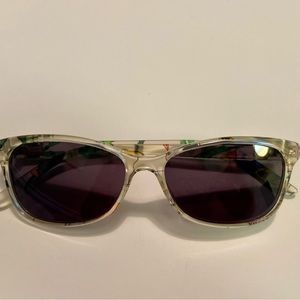 Gucci Clear Floral Rectangle Sunglasses